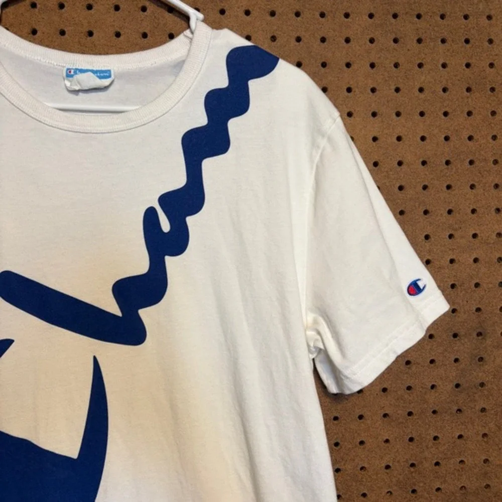 Champion‎ Mens White Big Logo Wrap Around Graphic T-Shirt Medium Streetwear - Picture 5 of 6